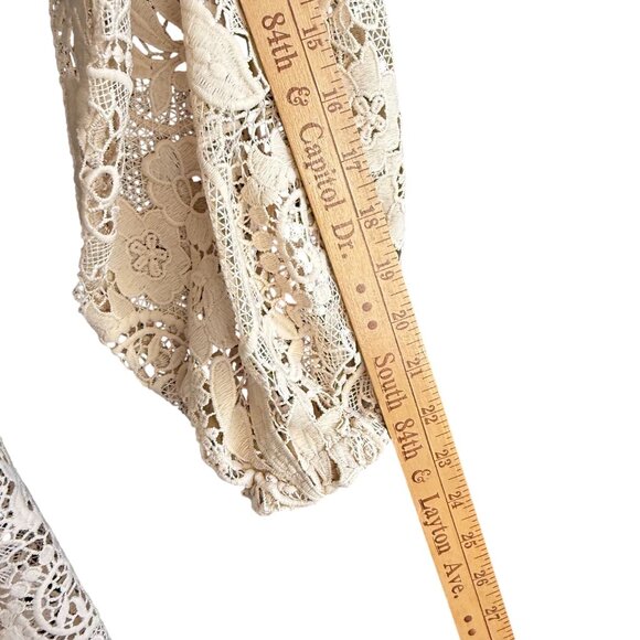 NWT Boston Proper Sheer Lace Belted Button Front Dress Women's 8 Beige - Picture 11 of 14